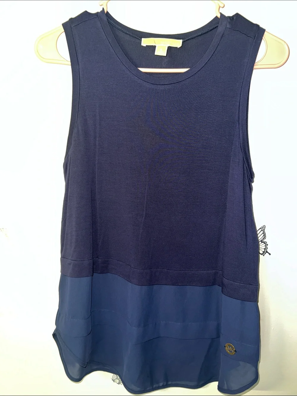 Michael Kors Navy Layered Sleeveless Tank Top